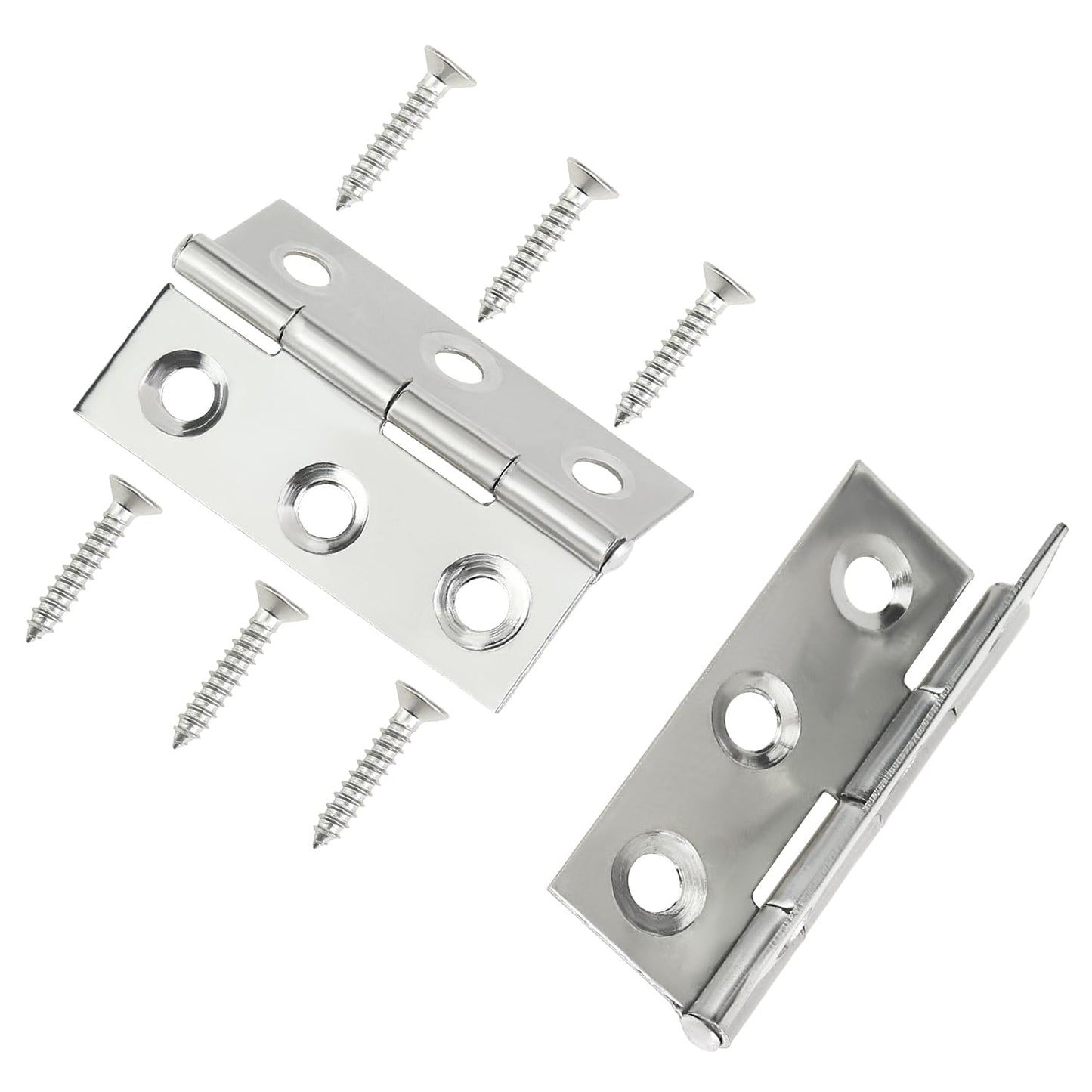 Sutemribor 20 Pieces Stainless Steel Folding Hinges, 1.73 Inch Cabinet Hinges, Small Door Hinges, Small Hinges with 120 Pieces Screws for Wooden Cabinets Box Small Crafts and Lightweight Projects