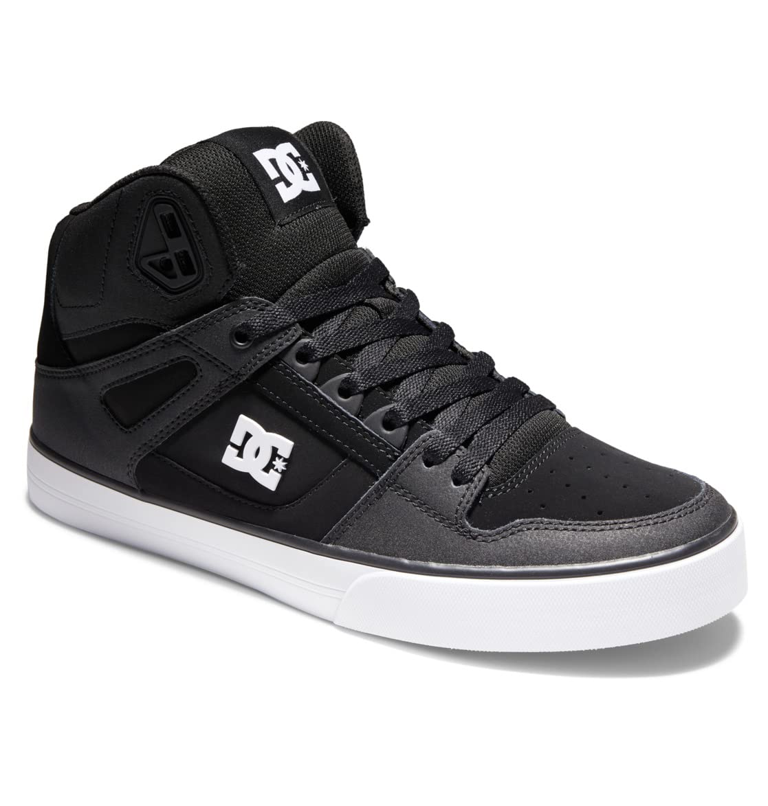 DC Men's Pure High Top WC Skate Shoes Black/Black/White 11