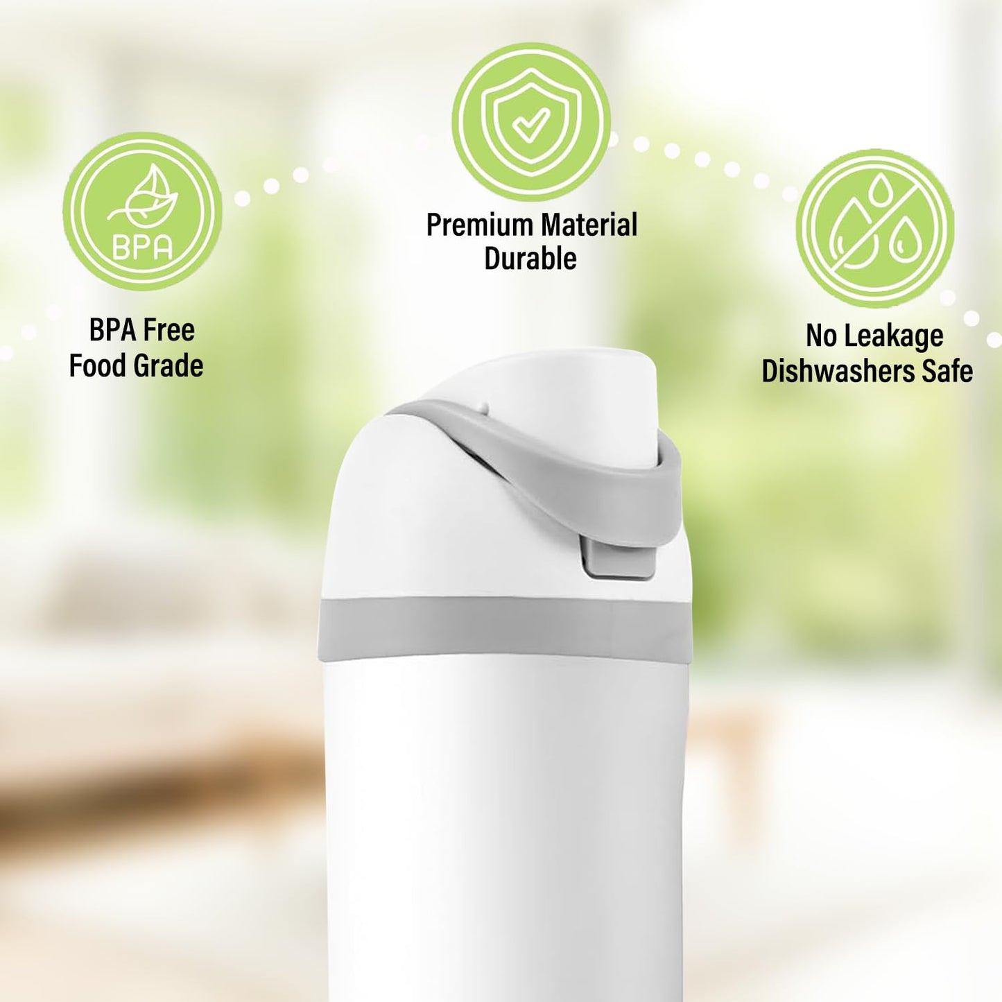 Replacement Lid for Owala Freesip, Compatible with Owala Cup 16oz 24oz 32oz 40oz, One Button Water Bottle Top Lid Replacement Accessory and Straws, Leakproof, BPA-Free (A white)