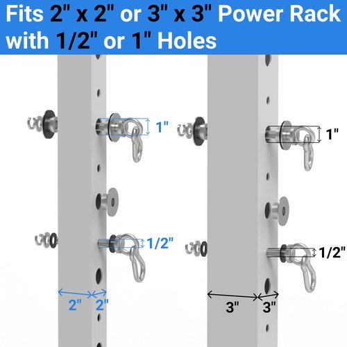 Vatemechie Height-Adjustable Cable Pulley System for Power Racks – Heavy-Duty Stainless Steel Swivel Pulleys, Tool-Free Installation, Fits 2x2 & 3x3 Racks (1/2" or 1" Holes), Silent & Wobble-Free