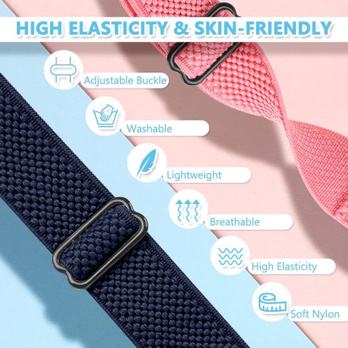 Huamanlou 10 Pack Elastic Nylon Watch Bands Compatible with Fitbit Charge 4/Charge 4 SE/Charge 3/Charge 3 SE Bands, Adjustable Breathable Stretchy Replacement Wristbands Bracelet for Women Men