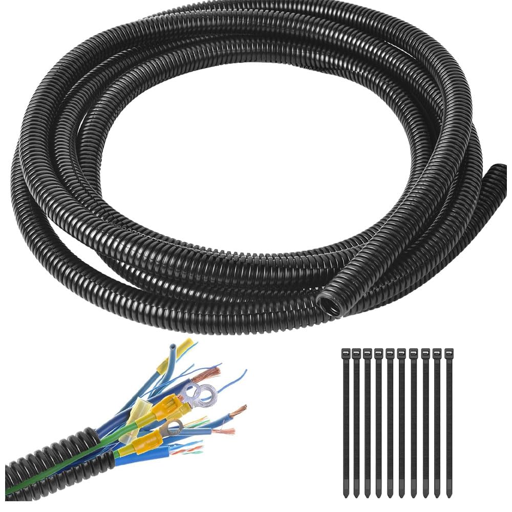 3/8"-32.8ft Split Wire Loom Tubing Cable Management Conduit Flexible Covers Cord Protectors