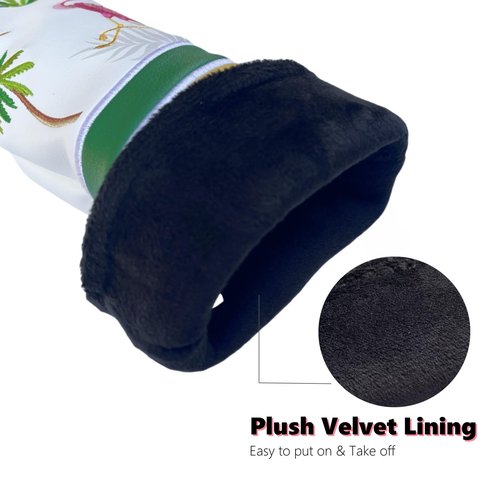 White Driver Headcover Hybrid Headcover Fairway Wood Head Cover, 1pc or Set Golf Club Covers for Men,Flamingo PU Leather Headcovers for Golf Clubs,Golf Headcovers That Fit Most Clubs(Fairway)