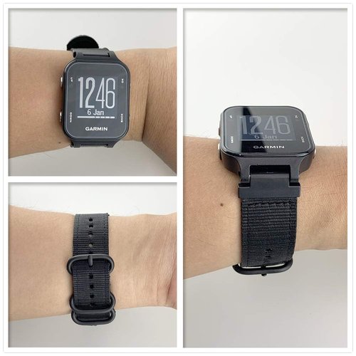 C2D JOY Canvas Nylon Strap Compatible with Garmin Approach S5/S6/S20 Golf Watch Replacement Band - Black