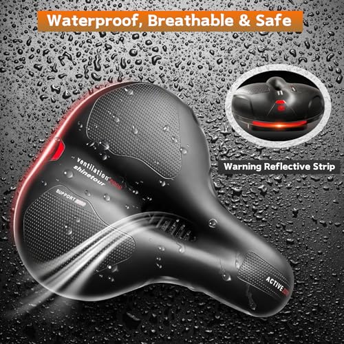 Blue Comfort Bike Seat Cushion with Memory Foam Waterproof Wide Bicycle Saddle