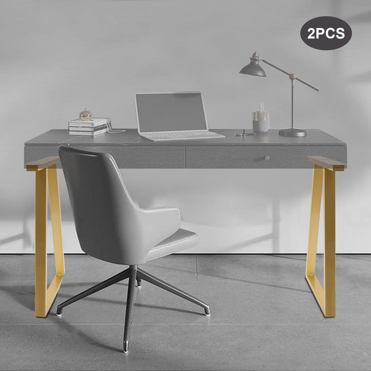 Fronimo Metal Gold Table Legs 28''Inch 2Pc Trapezoid Metal Table Legs Dining Table Legs Desk Legs Bench Legs for Homes Offices Hotels Bars Without Boards