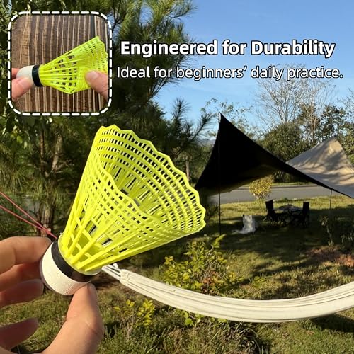 12 Packs Nylon Badminton Shuttlecocks - Neon Yellow Birdies