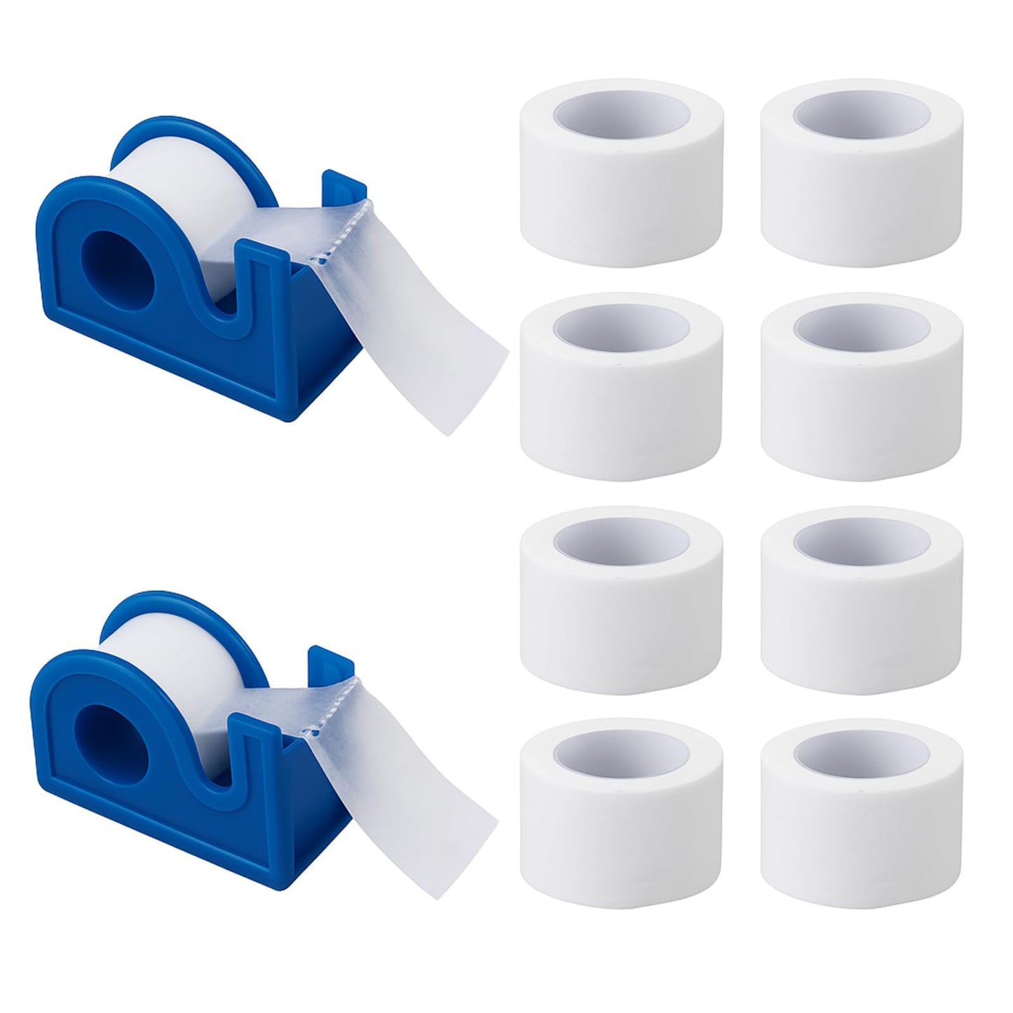 Geiserailie 8 Rolls Paper Tape Medical 1 Inch x 10 Yard Micropore Surgical Tape with 2 Dispenser for Wound Care