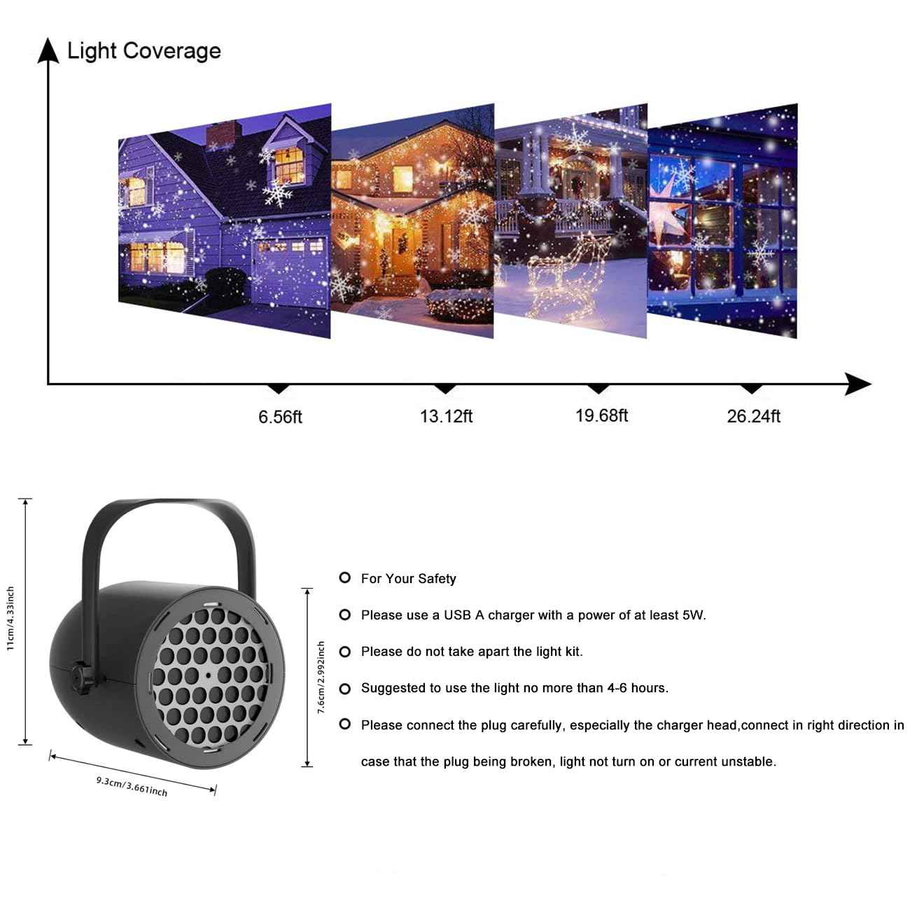 Snowfall Light Projector, Christmas Rotating Snowflake Projector Lamp [2025 Updated] with White Blue Snow for Indoor Decoration Lighting on Halloween Holiday Birthday Wedding