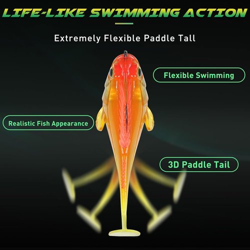 Gotour Fishing Lures - Weedless Soft Paddle Tail Swimbaits for Freshwater & Saltwater | Premium Pre-Rigged Jig Heads