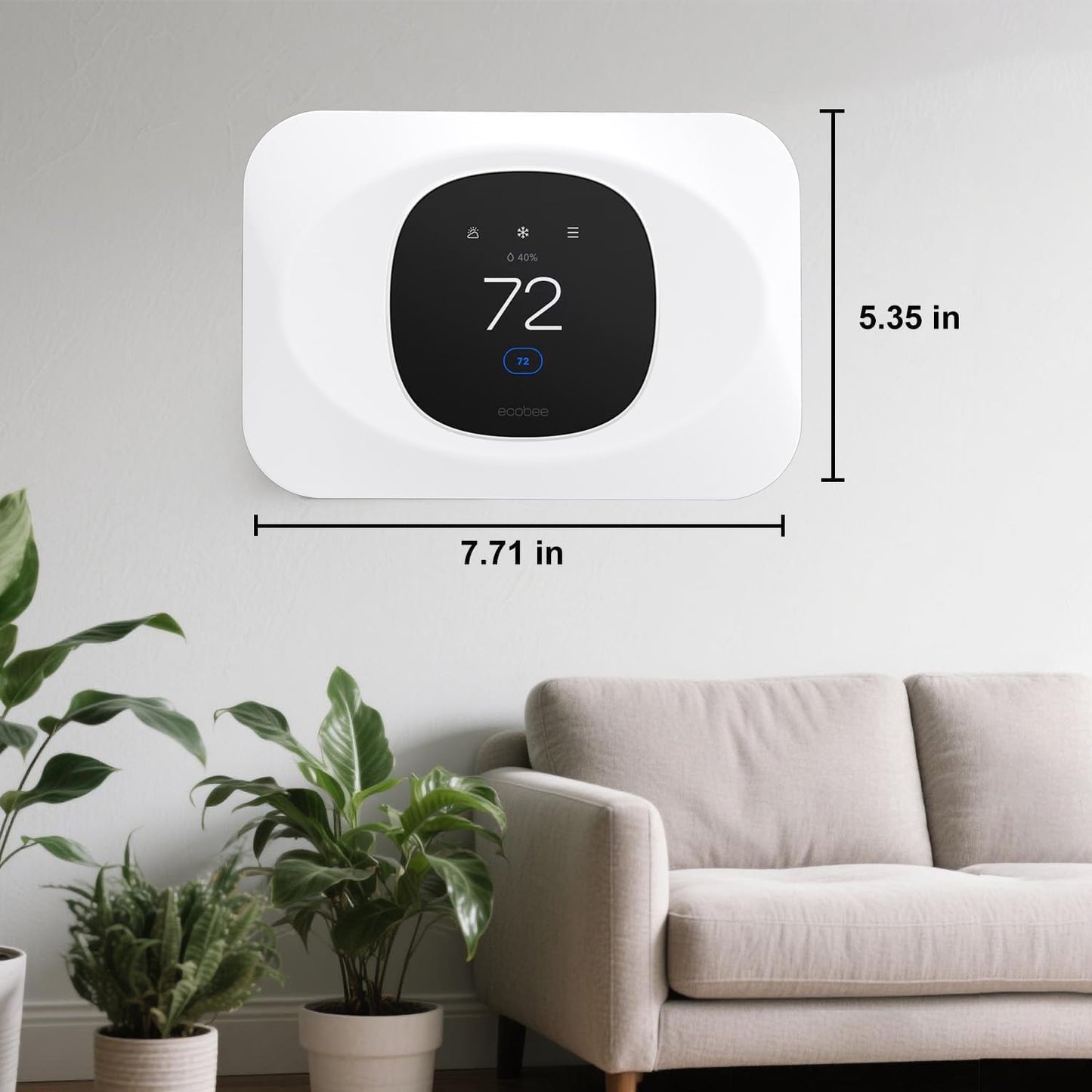 Wall Plate Cover Compatible with New 2025 Ecobee Smart Thermostat Essential, Practical Ecobee Thermostat Trim Kit, Programmable WiFi Thermostat Accessory (1, Pure White)