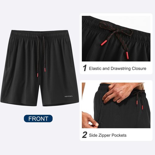 HODOSPORTS Mens 7" Swim Trunks with Compression Liner S-6XL Quick Dry Swimming Shorts Zipper Pockets Swimsuits