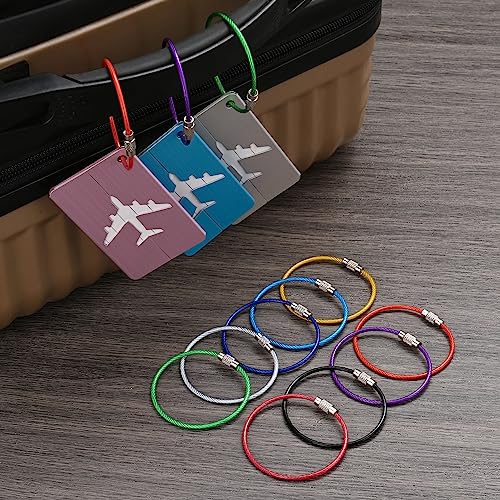 Wire Keychain Cables - 25-Pack 16cm Nylon-Coated Steel Loops, Light Blue