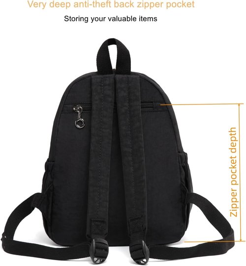 AOTIAN Mini Lightweight 11.8-Inch Backpack - Durable Travel Daypack for Women & Girls | 7 Liters, Black