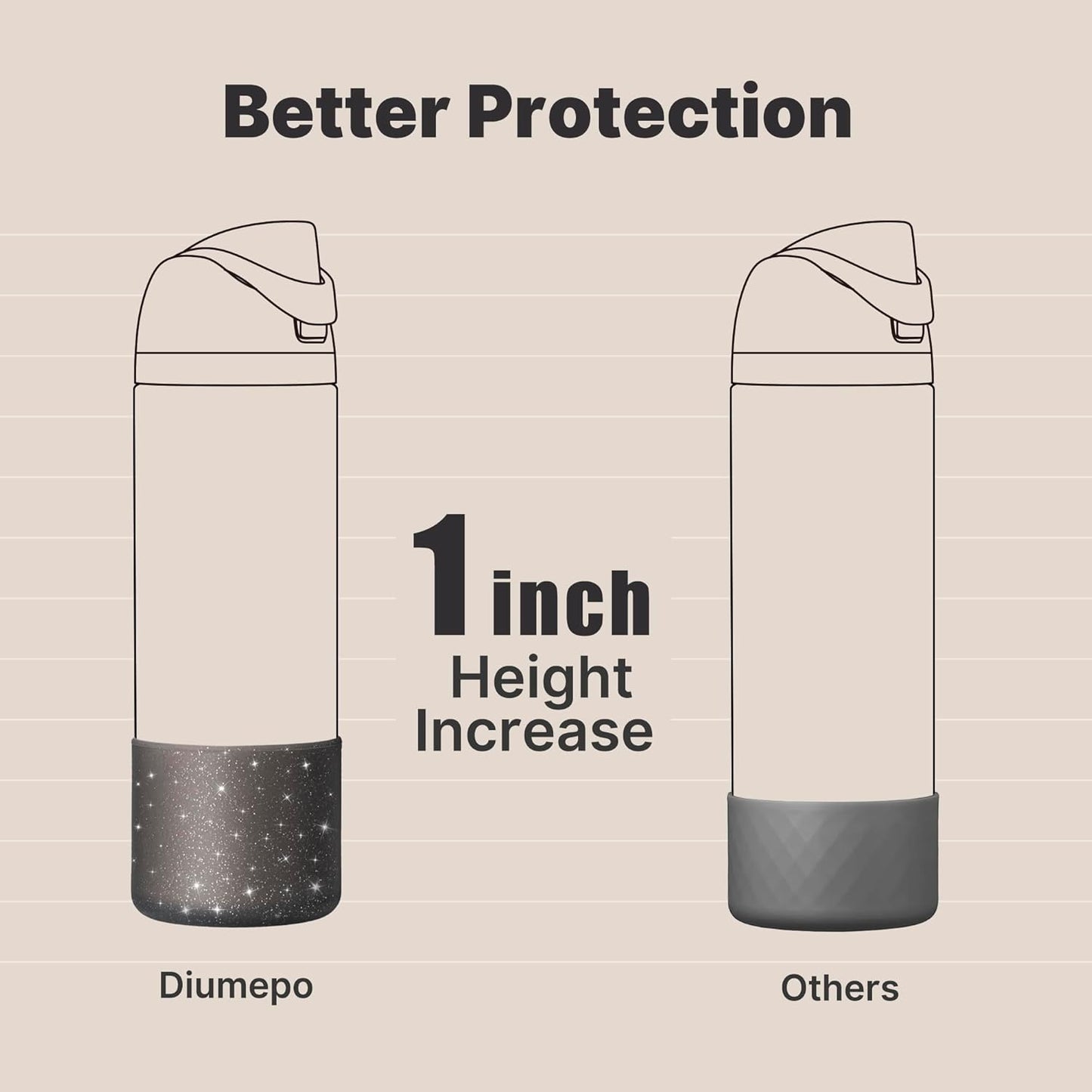 Owala Silicone Boot - Anti-Slip Protective Sleeve for 24 oz Water Bottles | Glitter Black Finish