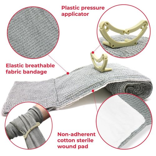EverOne 4" Israeli Emergency High Strength Compression Bandage, Trauma Wound Dressing, Hemostatic Control Bandage, 3 Pack
