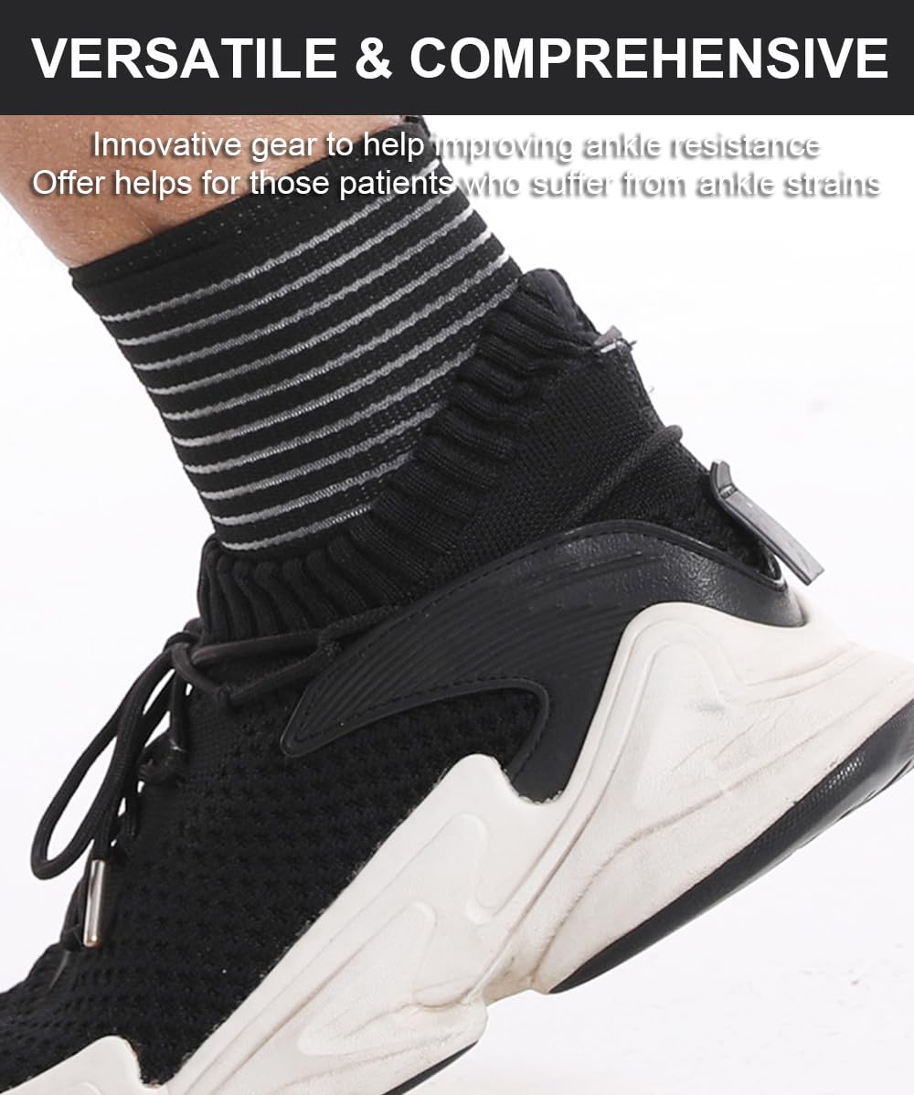 2 PCS Ankle Braces for Men Women, Ankle Compression Sleeve Long Wraps Plantar Fasciitis Brace Plantar Fasciitis Relief, Arch Support Wraps Ankle Brace for Sprained Ankle (Black)