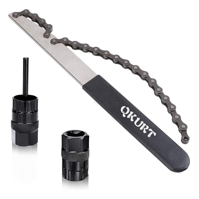 QKURT Bike Chain Whip Tool Kit with Cassete locrking Fit for 7,8,9,10,11,12 Speed Chains