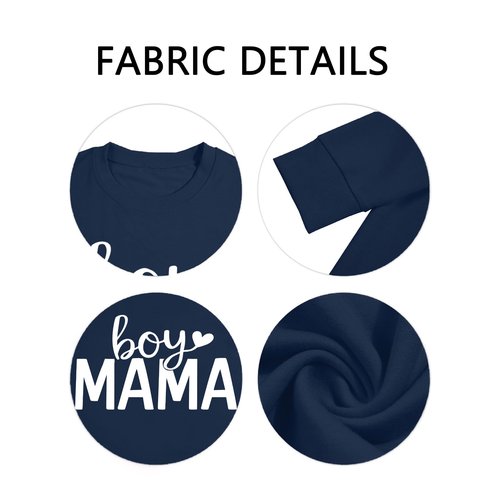 YHHR Mama Sweatshirts for Women Boy Mom Letter Print Long Sleeve Pullover Casual Crew Neck Fall Blouse Tops Blue