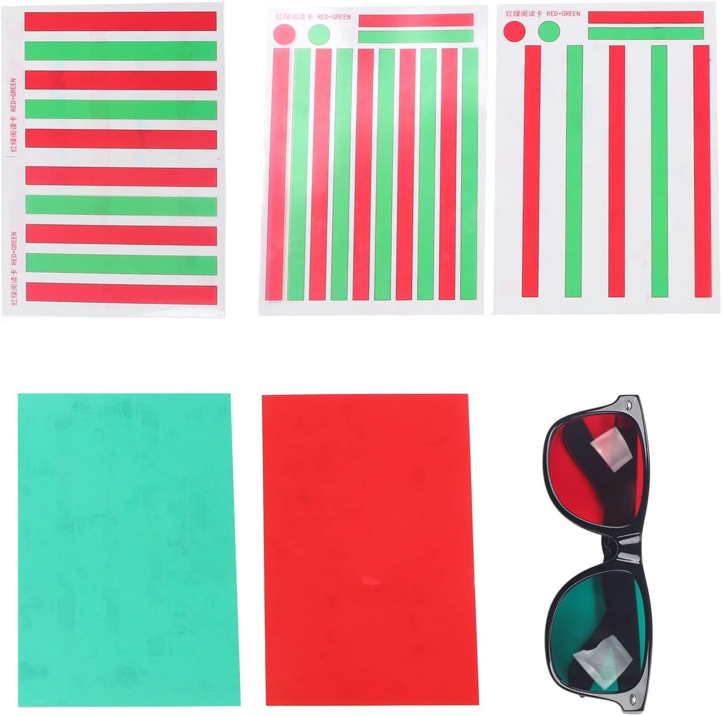 Red Green Vision Correction Cards - Myopia & Strabismus Eye Training Glasses for Amblyopia