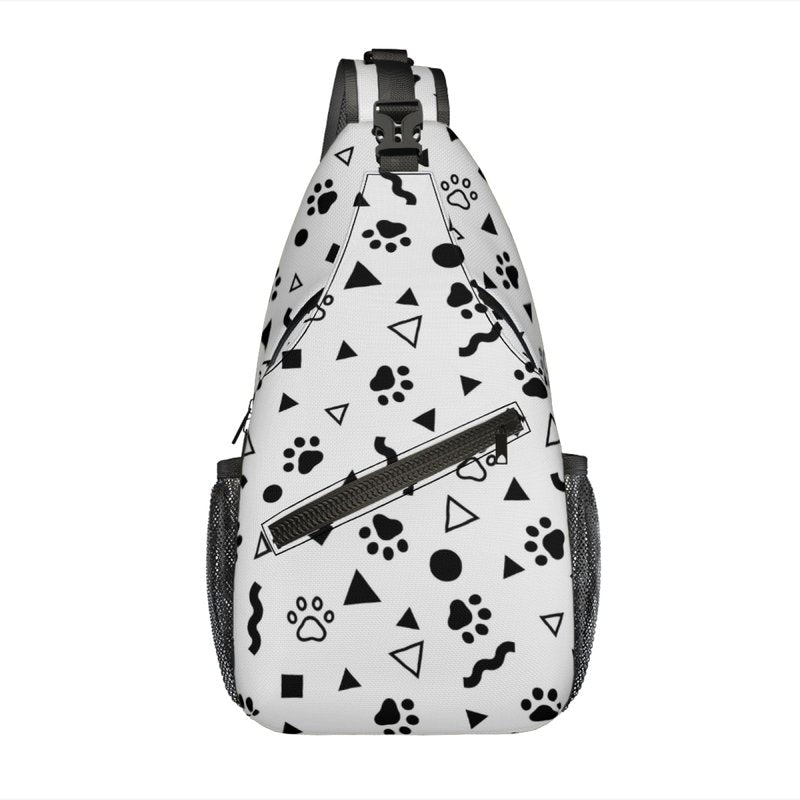 Crossbody Sling Puppy Footprint Pattern Backpack Chest Bag Waterproof Daypack Fanny Pack Cross Body Bag for Women Men Travel Shopping Leisure Sport