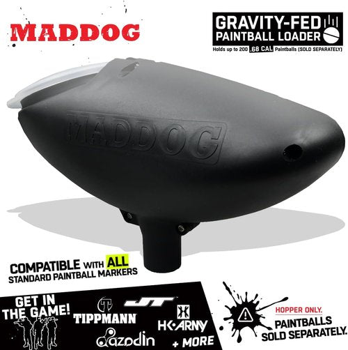 Maddog 200 Round Paintball Loader - .68 Cal Gravity-Fed Hopper | Essential Paintball Marker Accessory