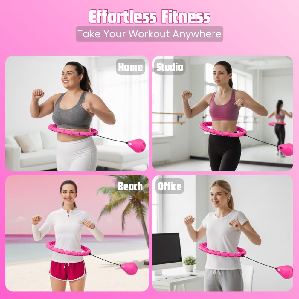 Infinity Hoop for Adults Weight Loss - 2 in 1 Adjustable Weighted Hula Hoop Plus Size with 28 Detachable Links, Massage & Exercise Hula Hoop for Smart Fitness Workout, Suitable for Women and Beginners