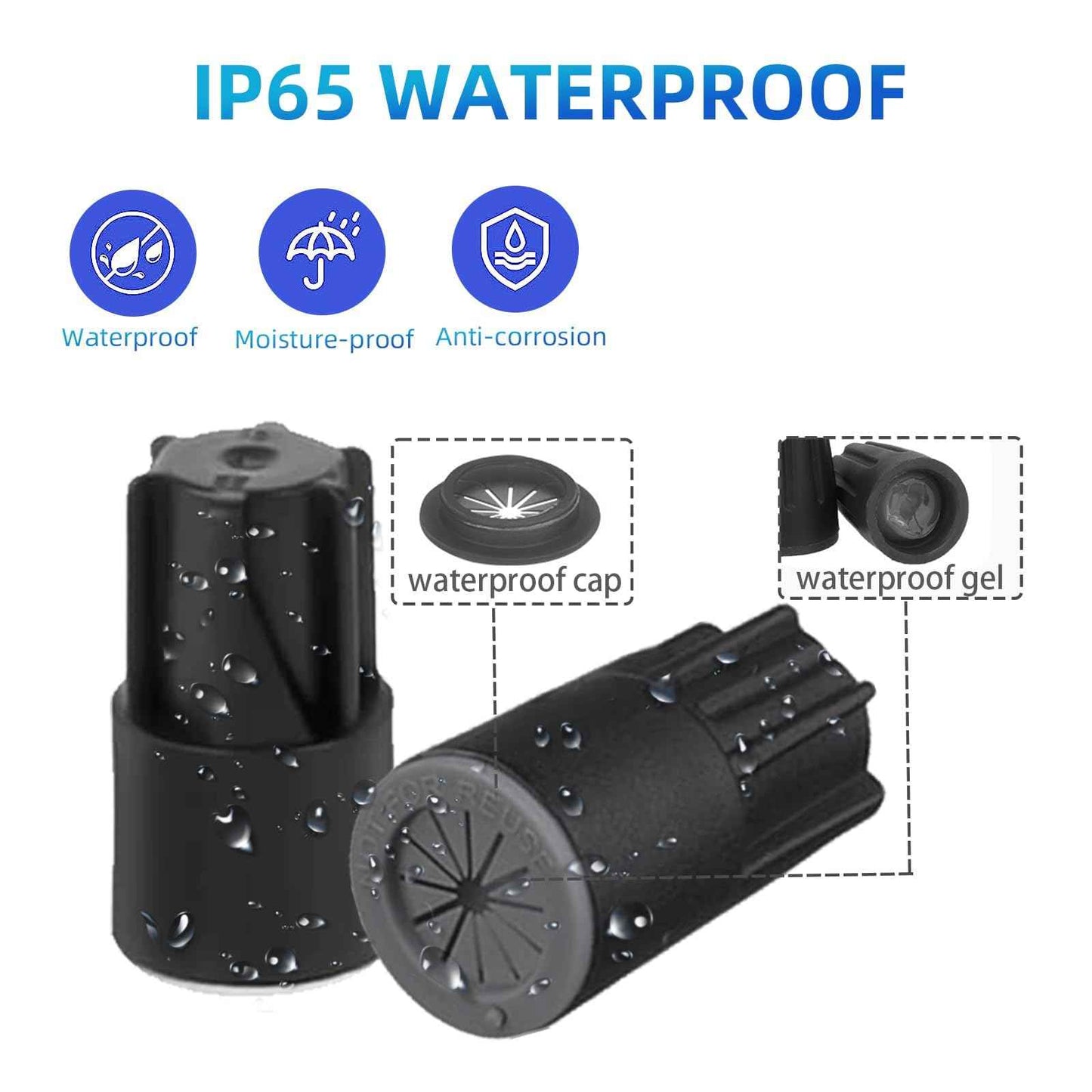 120PCS Waterproof Outdoor Wire Electrical Connectors,Sealant Twist Nuts Caps Cable Terminal Connector Gel for Landscape Light, Building Application, Wet Location Installation, 22AWG-14AWG, Small Size