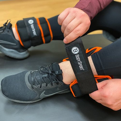 Body Sport Adjustable Ankle Weights for Men & Women, 1 lb.-5 lb., Customizable Weight Sets for Resistance Training (Orange)