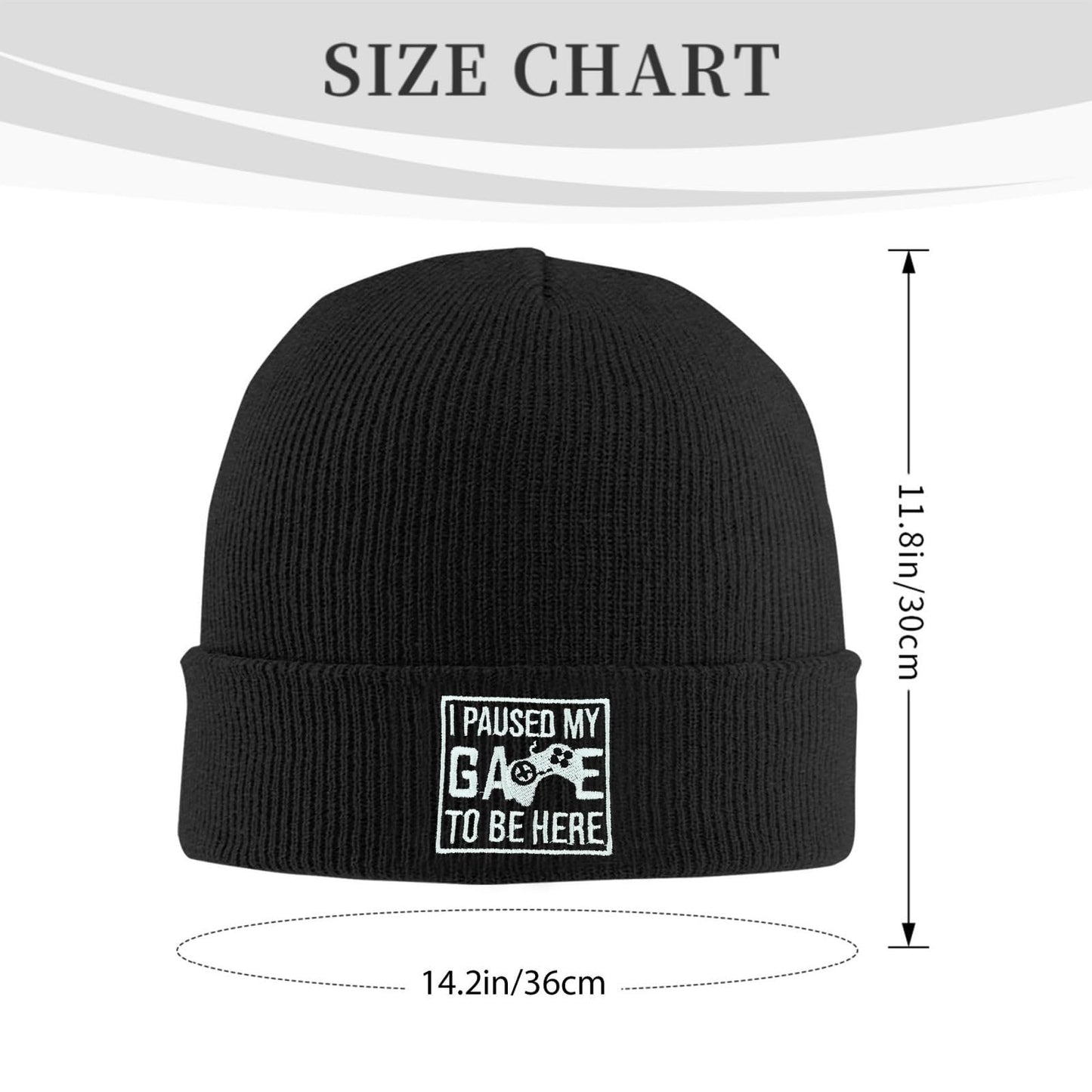 famliihw Video Game Controller Embroidery Beanie Hat Winter Warm Knit Cuffed Skull Cap for Women Men