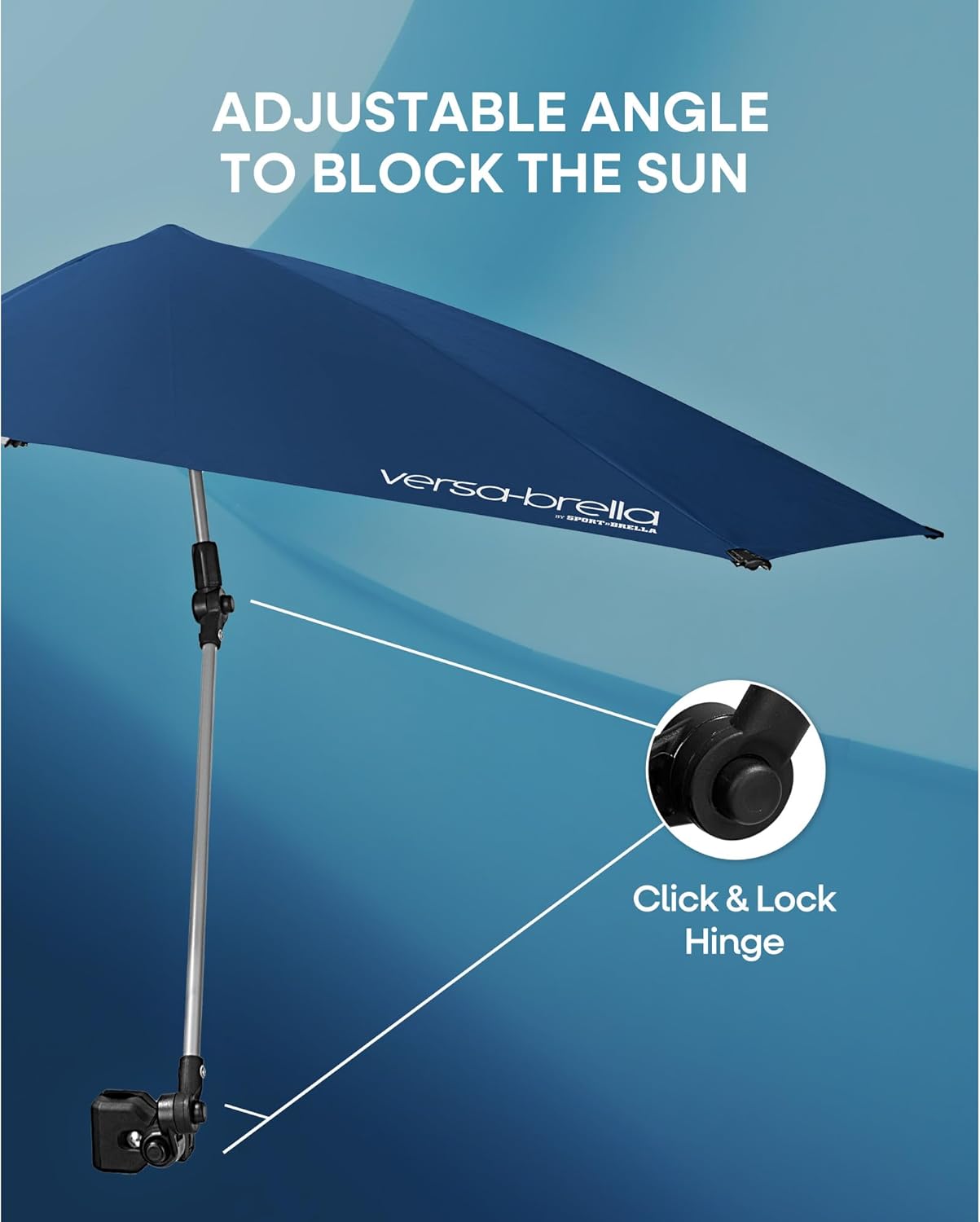 Sport-Brella Versa-Brella Adjustable SPF 50+ Umbrella with Universal Clamp - Perfect for Outdoor Use
