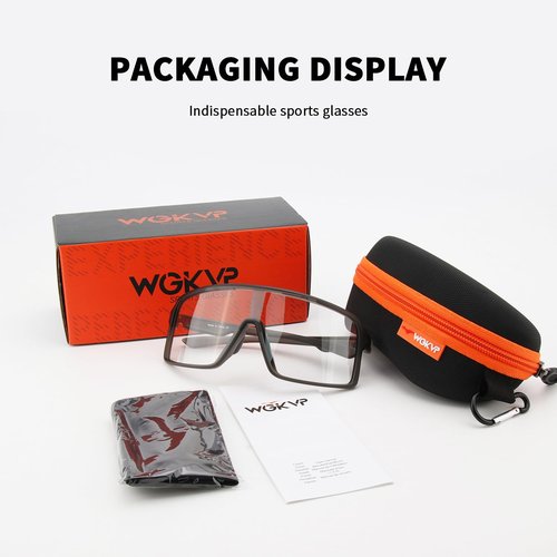 WGKVP Sports Sunglasses for Men, Photochromic Cycling Glasses Women Running, UV400 Protection
