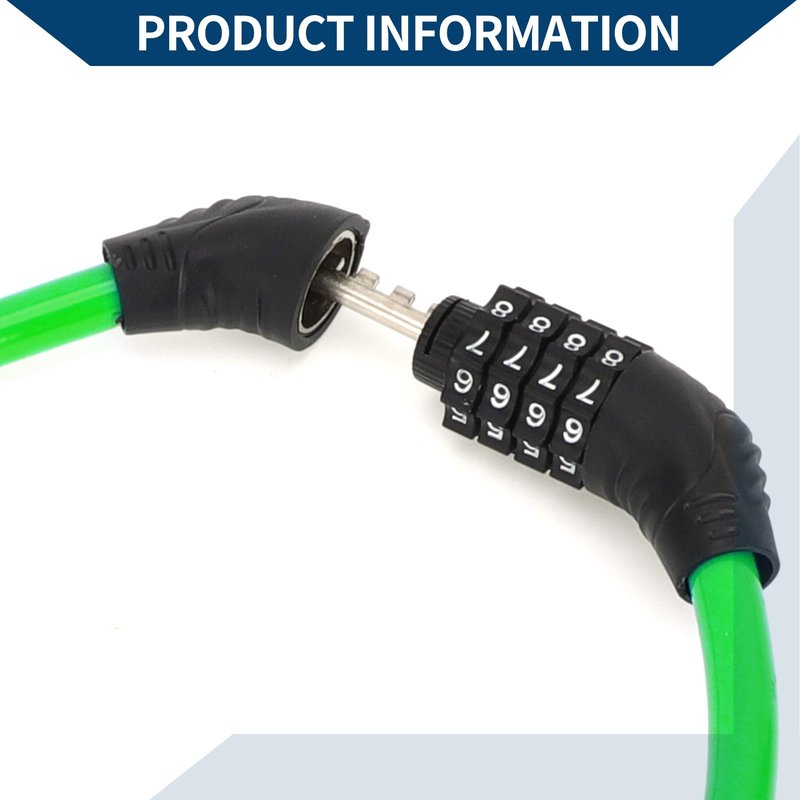 Hihaha Bicycle Lock/Security Cable Lock for Mountain Bike Road Bike/Resettable 4 Digit Combination Chain Bike Lock Steel Copper 64cm / 1 Pc Green