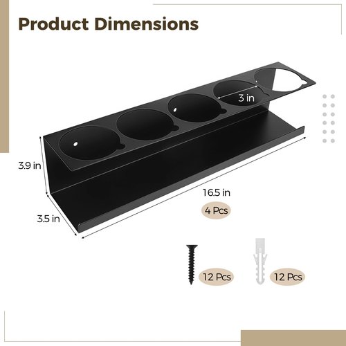 DORMIYA 4 Pcs Spray Can Holder Organizers, 5-can Wall-Mounted Aerosol Can Storage Racks with 3" Openings, Heavy-Duty Metal Paint Bottle Organizers for Garage, Shop, Utility Room