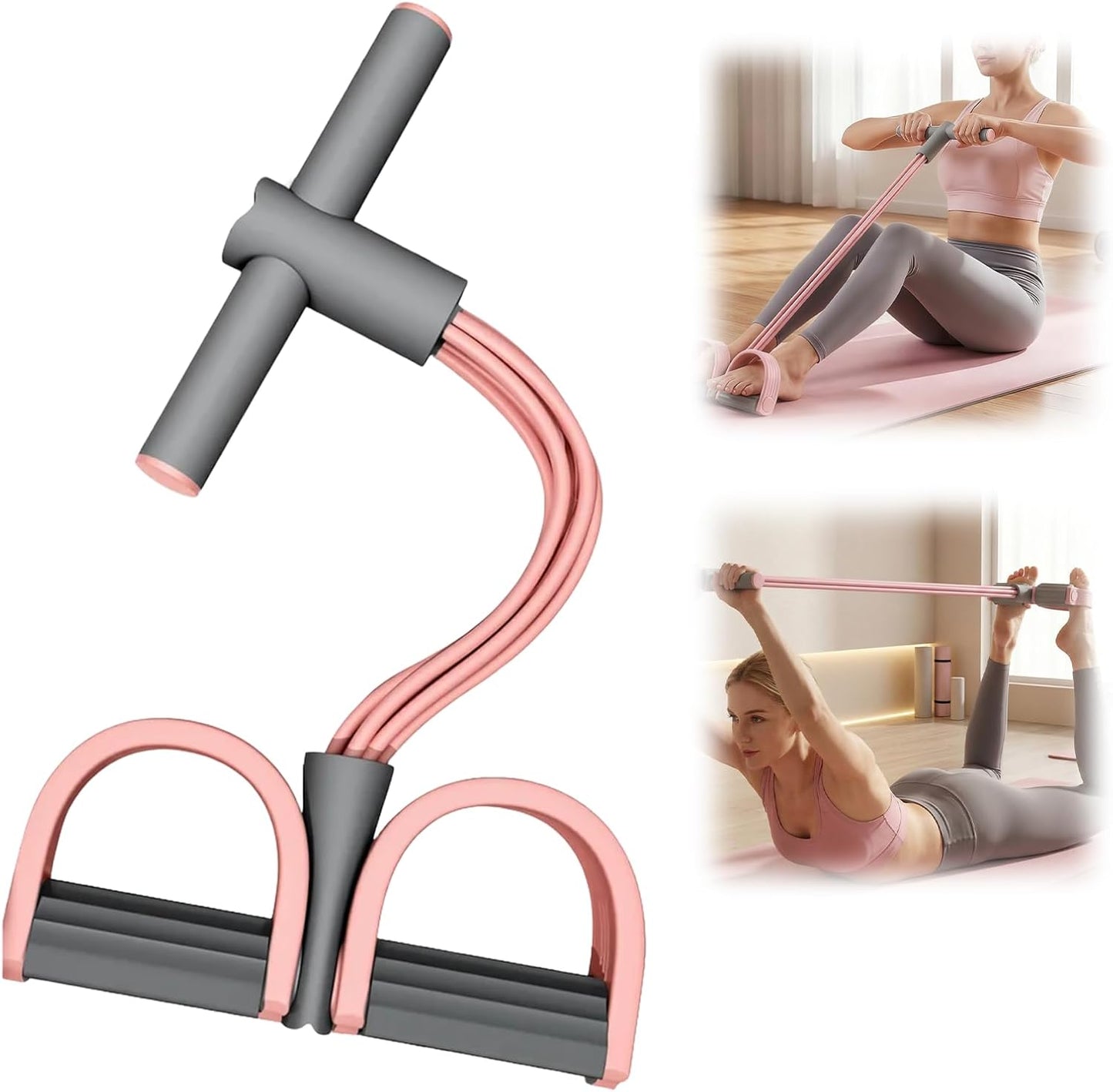 Pedal Resistance Bands - 2026 Upgrade Multifunction Tension Rope for Full Body Workout | Pink