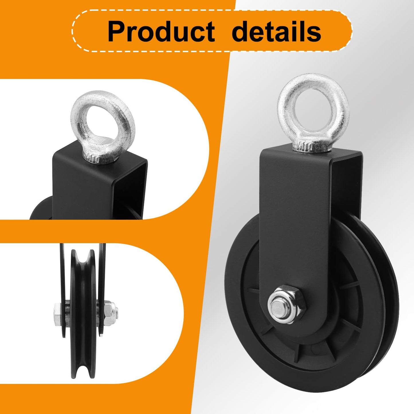 Biugaaufai 6 Pack 3.54 Inch Gym Cable Pulley, Heavy Duty 90 mm Gym Equipment Pulley, 360 Degree Rotation, Gym Cable Pulley, Ideal for Home Gym, Clothesline and DIY Project
