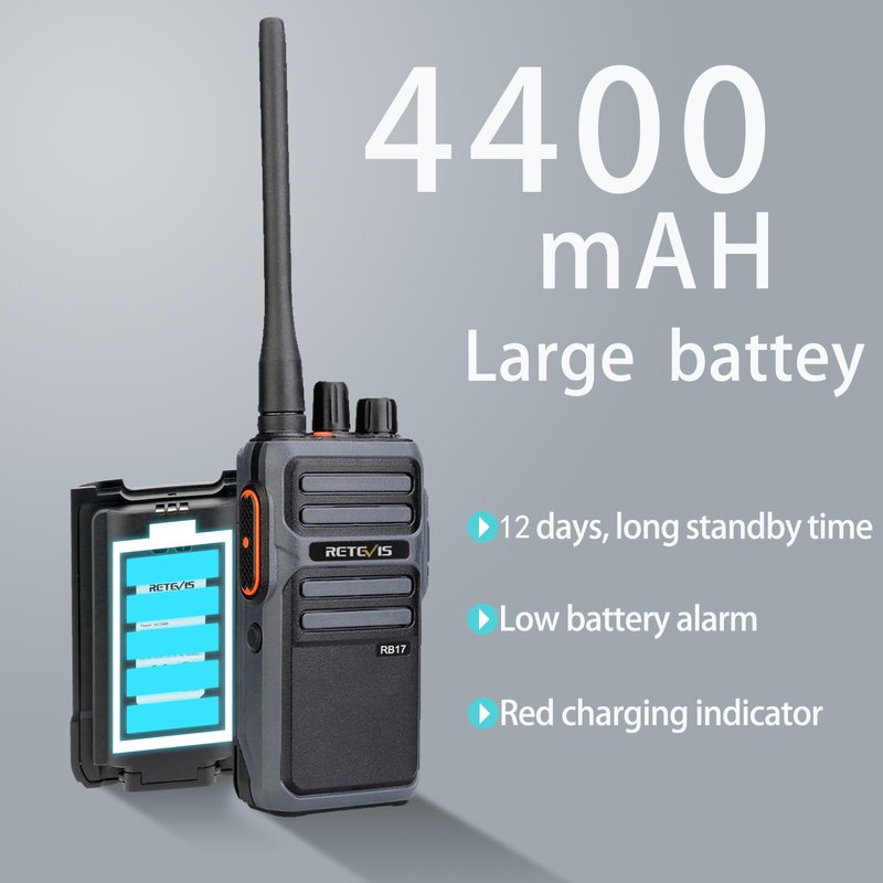 Retevis RB17 Walkie Talkie,Heavy Duty Walkie Talkies Long Range,Rechargeable 4400mAh Large Capacity,VOX Handsfree,Portable Two Way Radio for Hunting Skiing School Church Outdoor Gifts (2 Pack)