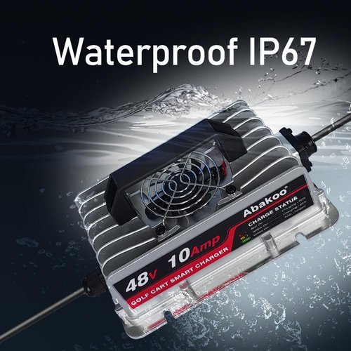 Abakoo 48V 10A RXV Golf Cart Battery Charger for Ez-Go EZgo TXT, with RXV Plug 3 Prong Connector, IP67 Waterproof