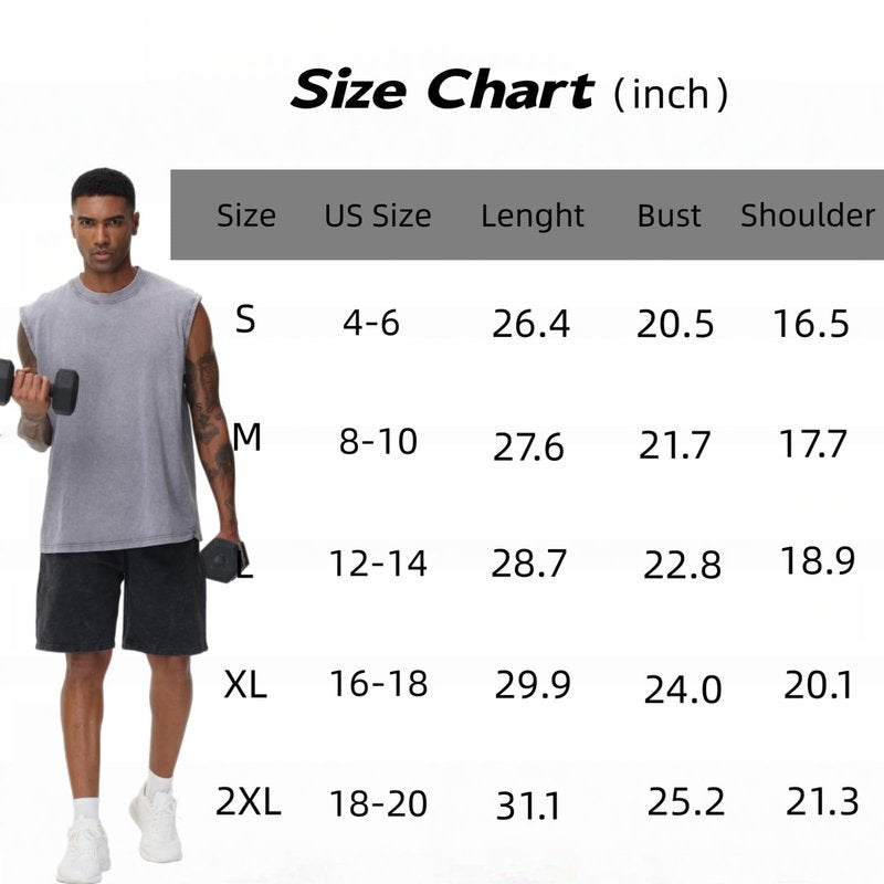SnowElve 3 Pack Mens Workout Tank Tops Sleeveless Tee Shirts Men Muscle Shirt Gym Acid Wash T Shirts Running Beach Loose Fit Tee(ACGYBK,2XL)