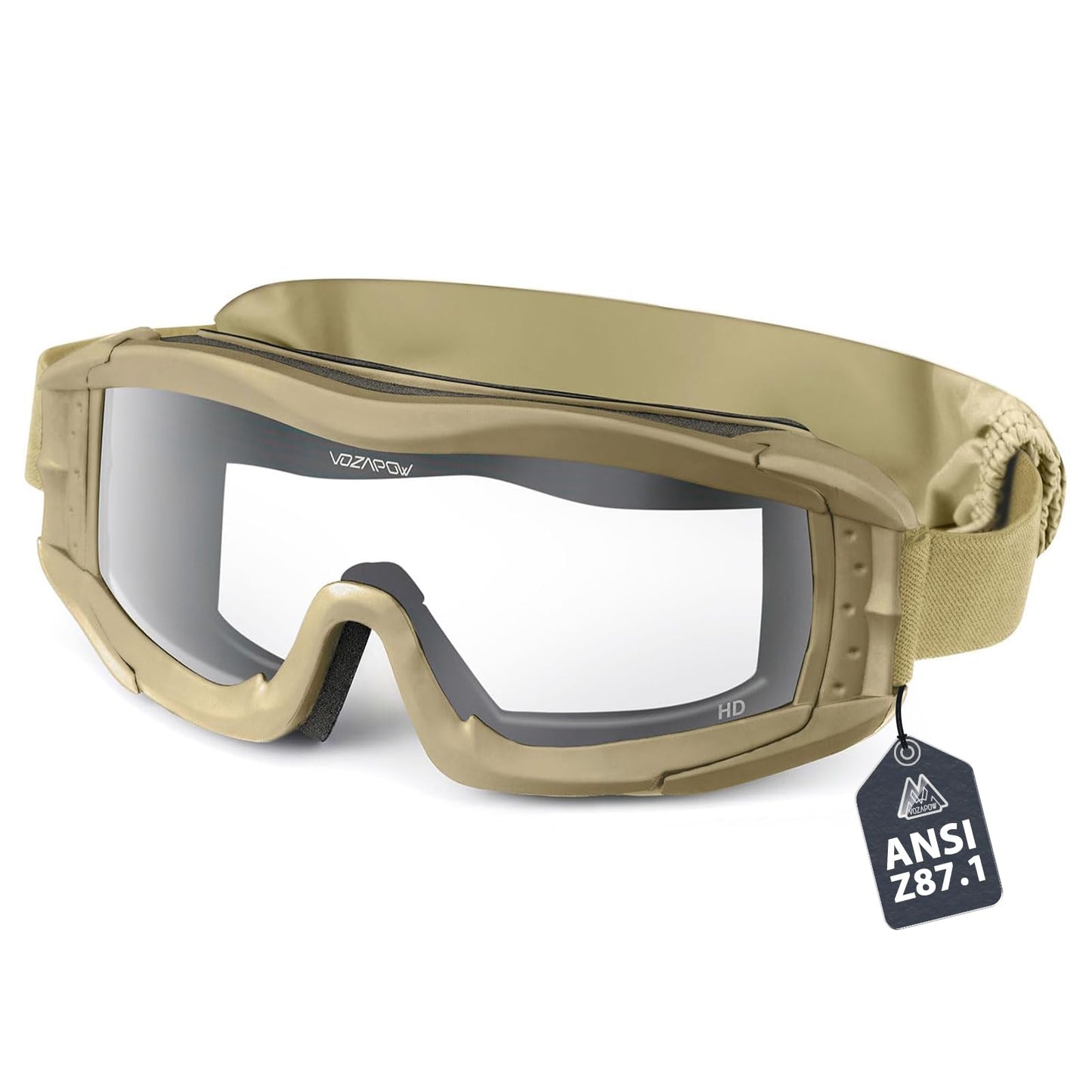 VOZAPOW Airsoft Goggles Anti Fog with ANSI Z87.1 Standards （3 Lenses, Gray, Red）