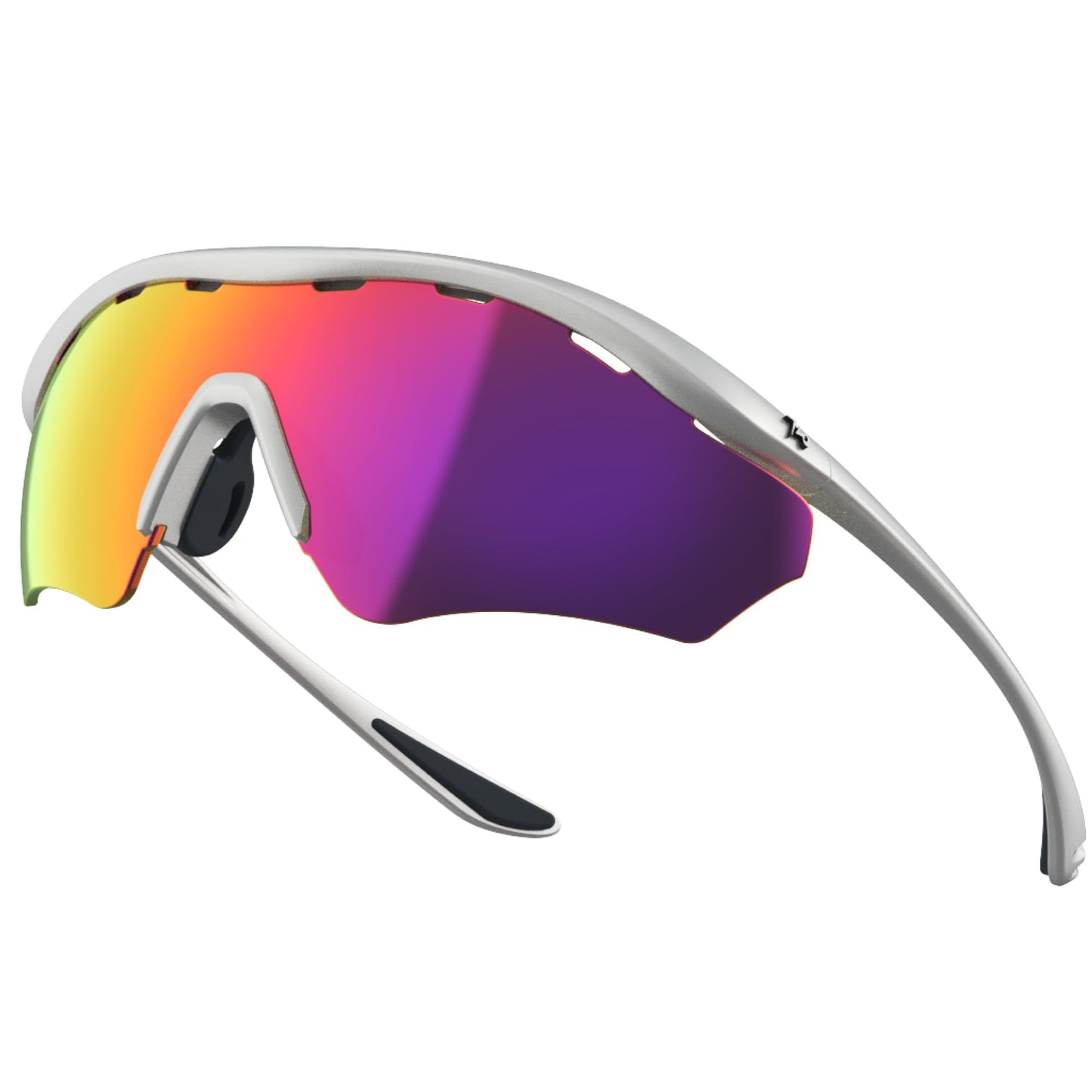 720armour Sports Sunglasses for Men Women, UV400 TR90 Wrap Around Shield Lens for Cycling, Running, Baseball, Golf & Hiking (Matte Silver Frame With Red Lens)