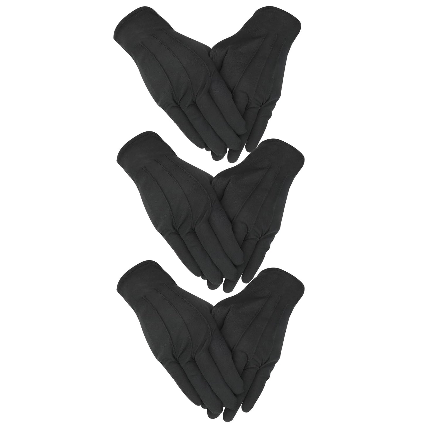 Senkary 3 Pairs Black Cotton Gloves for Men Women, Parade Formal Costume Gloves for Tuxedo Server Jewelry Inspection Guard