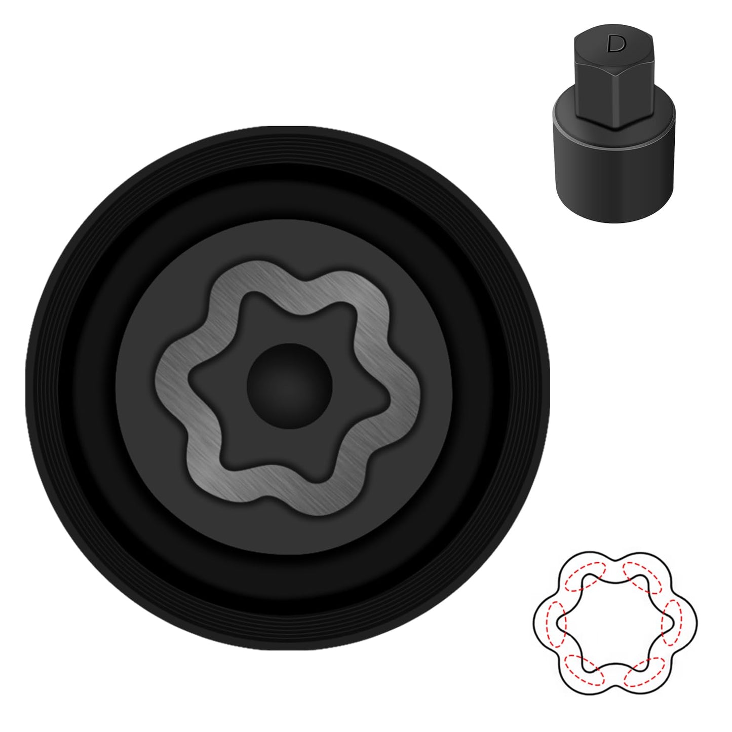 JEUCLEL D-Wheel Locking Nut Key Compatible with Toyota Models, Lexus, Tacoma, Wheel Lock Nut Socket Adapter, Anti-Theft Lug Removal Tool, Socket Remover Hand Repair Tool