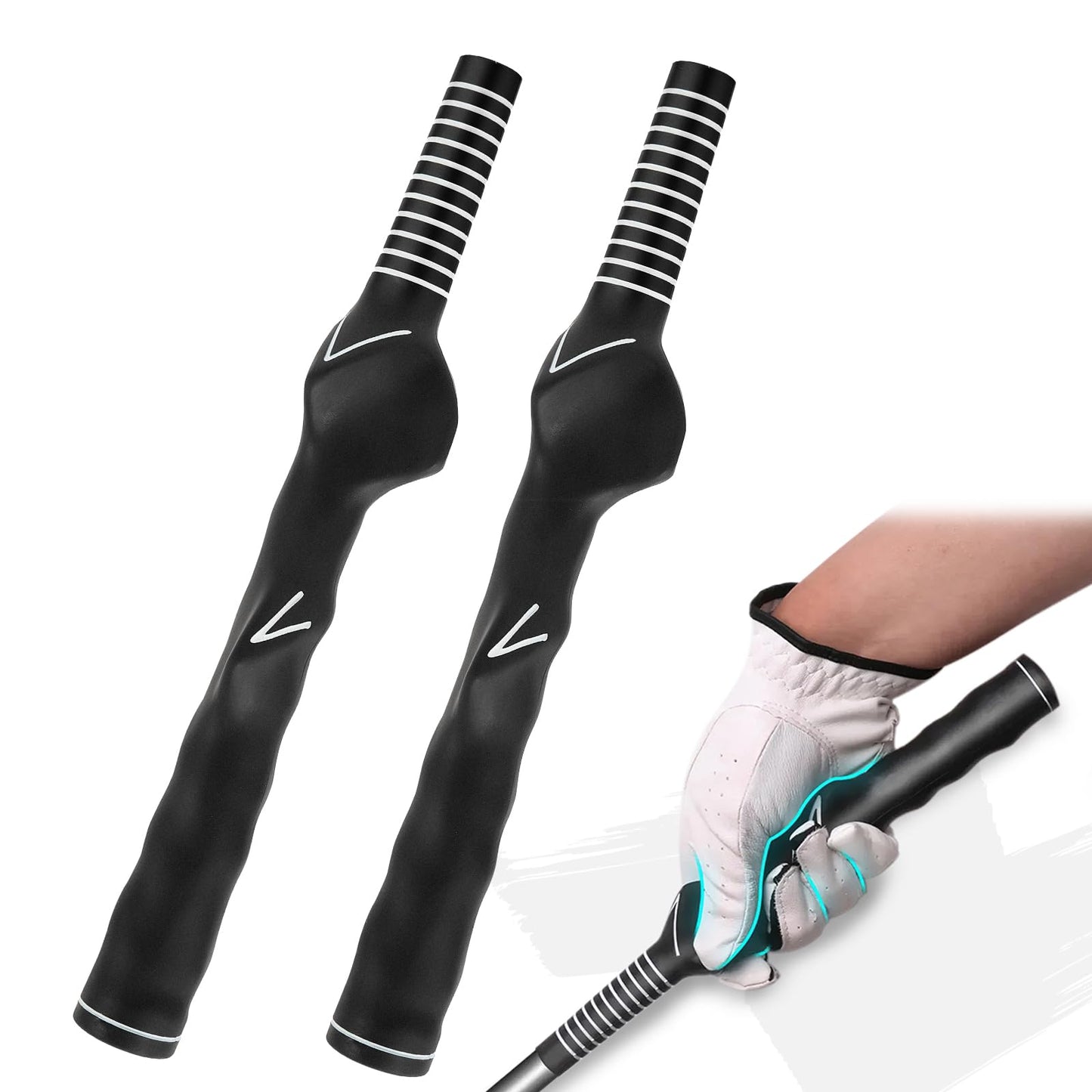 KALAUTO Golf Training Grip Right-Handed | Golf Grip Trainer | Golf Swing Training Grip Trainer,Standard Sized (Right-Hand 2PCS)