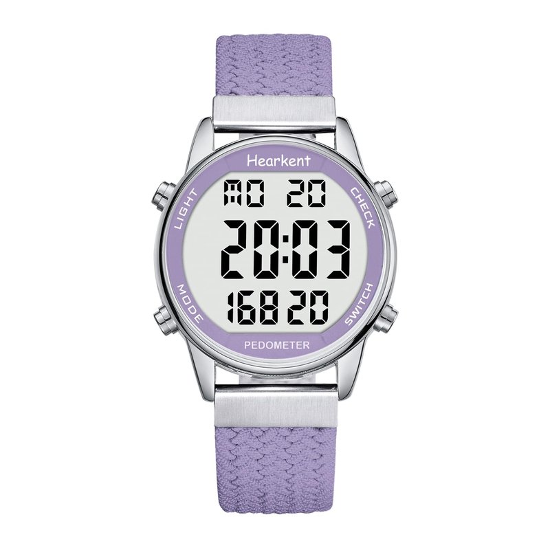 Hearkent Women Pedometer Watch for Walking Steps and Miles-Step Counter for Calories,30M Waterproof-EL Backlight-Countdown-Stopwatch-No App Step Tracker for Adults Seniors(Purple)