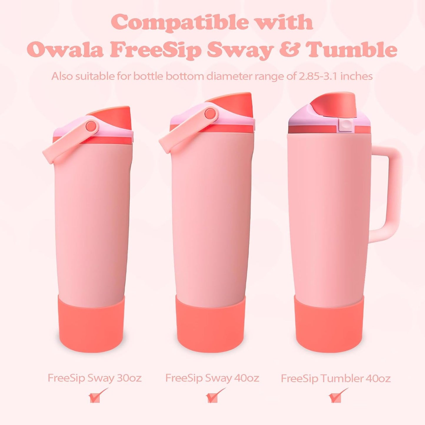 Owala Silicone Boot for 30oz & 40oz FreeSip Sway Bottles - Non-Slip, Scratch-Resistant Stability | 12 Colors Available (Angel Food Cake Red)
