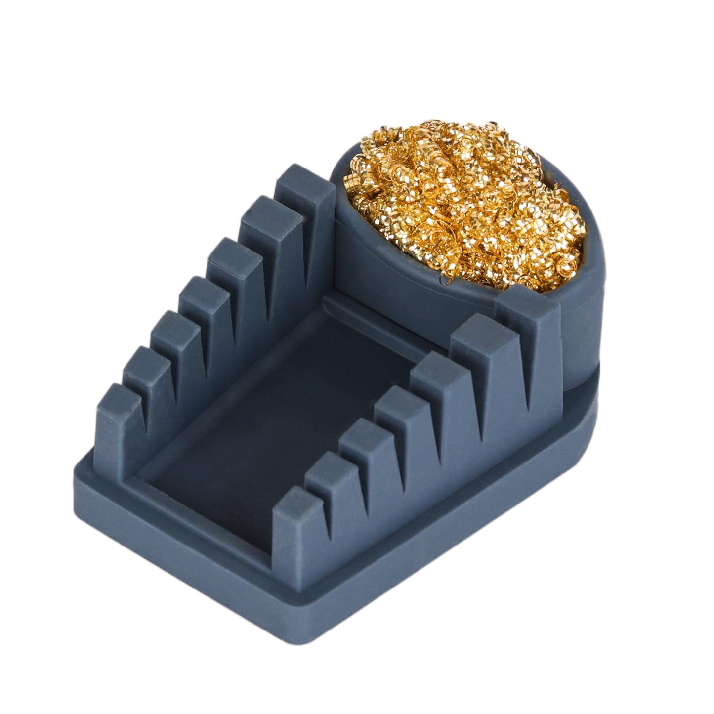 WEP S200 Gray Soldering Wire Holder, Heat Resistant Silicone Stand with Brass Wool Tip Cleaner and 6 V-shaped grooves, Helping Hands for Soldering