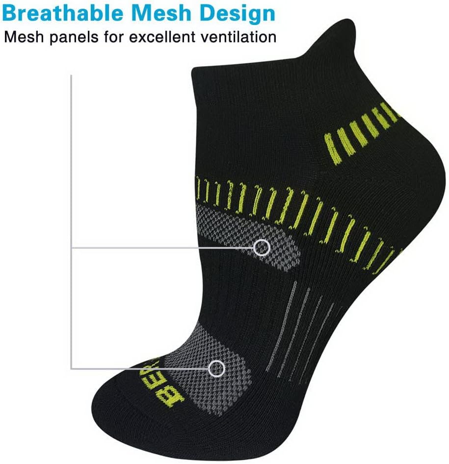 BERING Women's Cushioned Ankle Running Socks - 6 Pairs for Ultimate Comfort and Support