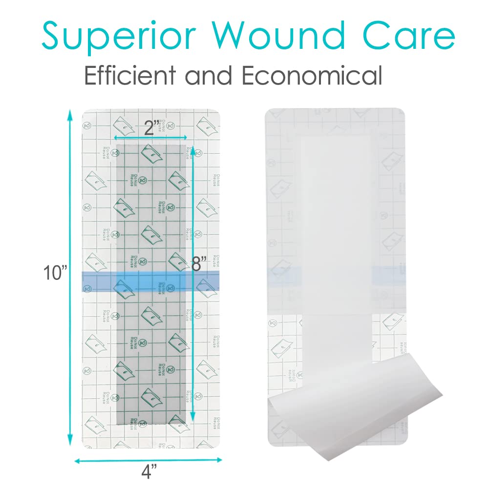 14 Pcs Waterproof Shower Protector Bandage 4"x10" for Post Knee Replacement Hip Surgery Recovery Long Surgical Incision Adhesive Larger Wounds Cover Island Dressing Bordered Gauze