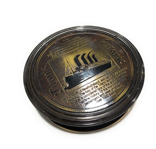 Brass Pocket Compass Marine Titanic Antique Style Engraved Romantic Gift Ideas for Him/Her - Husband Gifts from Wife, for Men Maritime Nautical Compass Hiking Camping Hunting Trekking